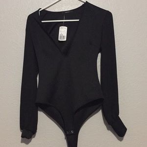 Black low neck bodysuit